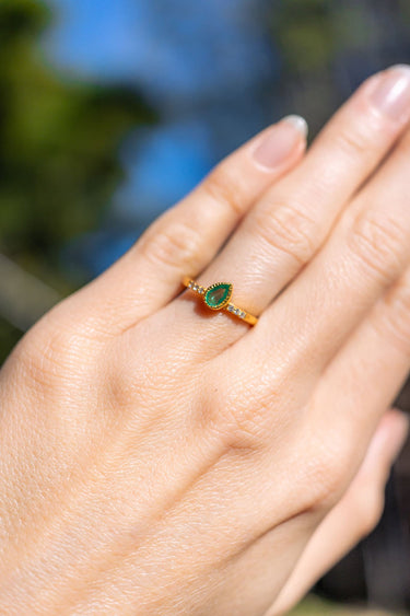 Emerald and Cubic Zirconia Ring